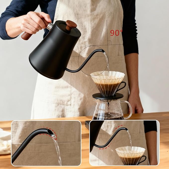 Gooseneck Electric Kettle with Temperature Control, 0.9L Pour Over Coffee Kettle, 1200W Fast Boil, Stainless Steel Interior, Auto Shut-Off & Boil-Dry Protection, for Coffee and Tea (black)