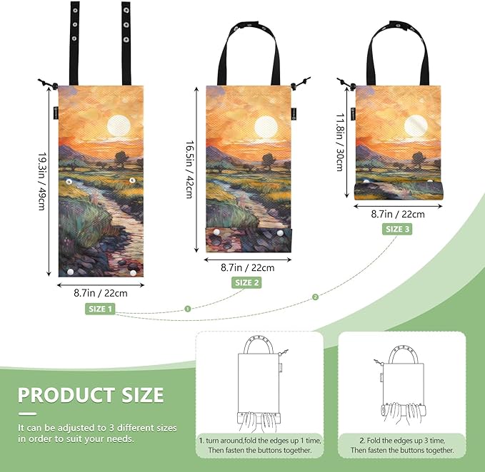 ALAZA Hanging Car Trash Bags Garbage Bag Trash Can for Back Seat Small Sunset Field Washable Storage Bag Retractable 2 Pack