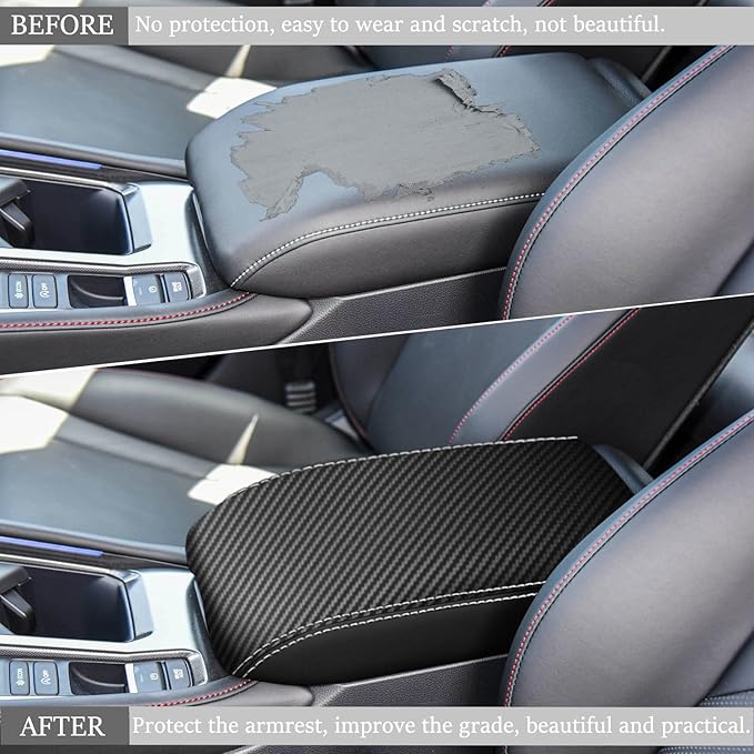 for Honda 11th Accord 2023 2024 Center Console Cover Anti-Scratch Waterproof Leather Armrest Pad Protector Cushion Interior Accessories(Carbon Fiber + Black)