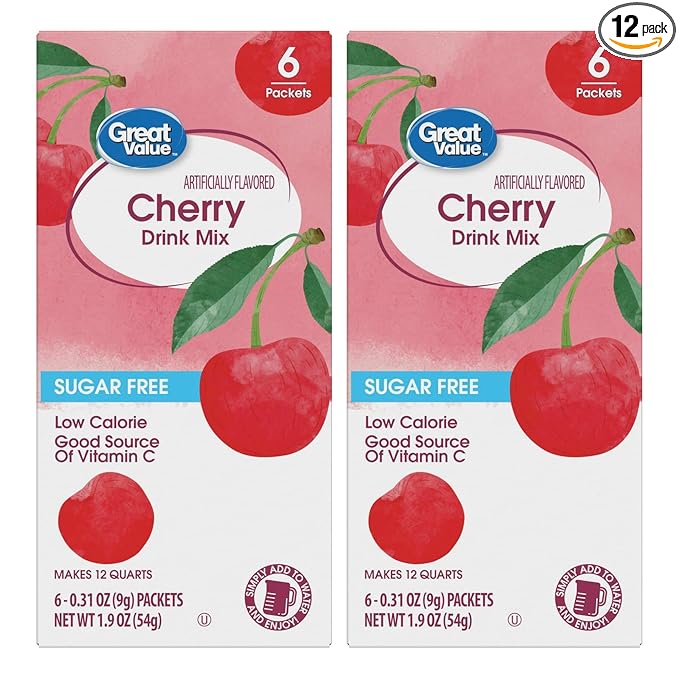 Drink Mix Bundle - 2 Pitcher Size Boxes with 6 Pitcher Packets Per Box - Low Calorie Flavorful Water Powder (2 Container Bundle, Cherry)