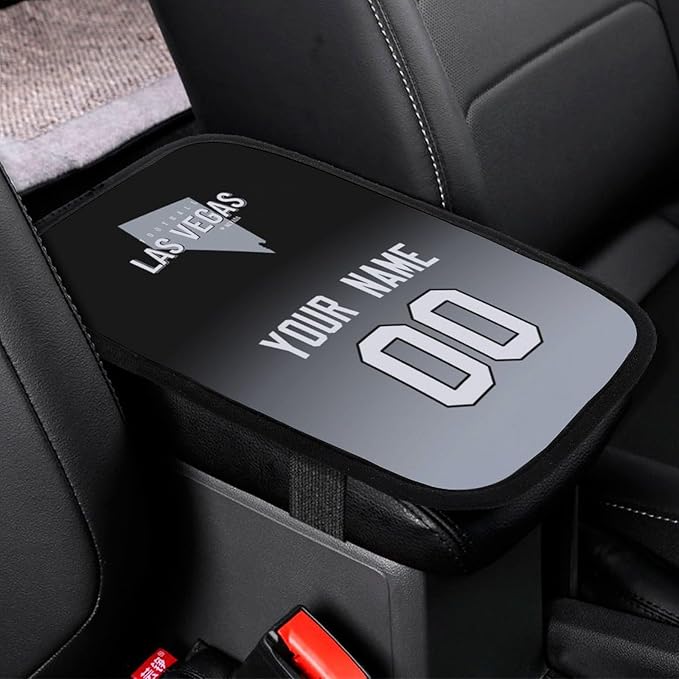 Custom Football Car Armrest Covers Universal Auto Center Console Pad Car handrail Box Cushion Personalized Add Name & Number Fans Gift Fit Suit for SUV Truck Sedan Van