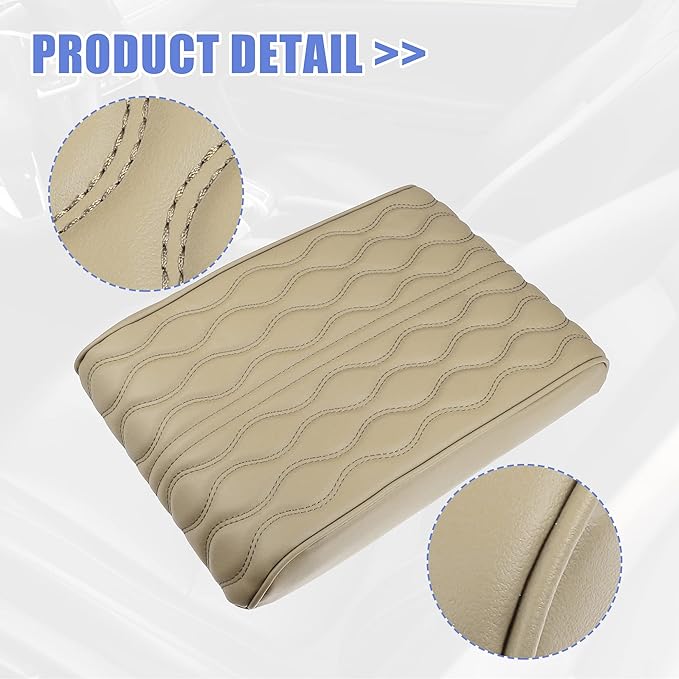 X AUTOHAUX Beige Vehicle Auto Armrest Cushion Cover Vehicle Center Console Cover Box Pad Waterproof Cushion Pad Protector Car Decoration Accessories