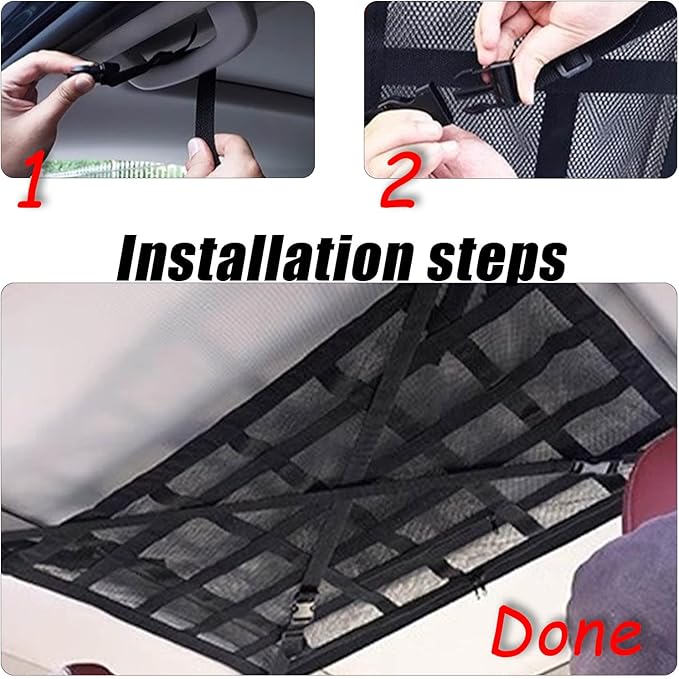 Overhead Car Organizer, Compatible with Chevrolet Silverado Pickup Truck 2019-2025 Car Roof Storage Net Universal Car Ceiling Storage for Camping Storage Bag,Beige-Large