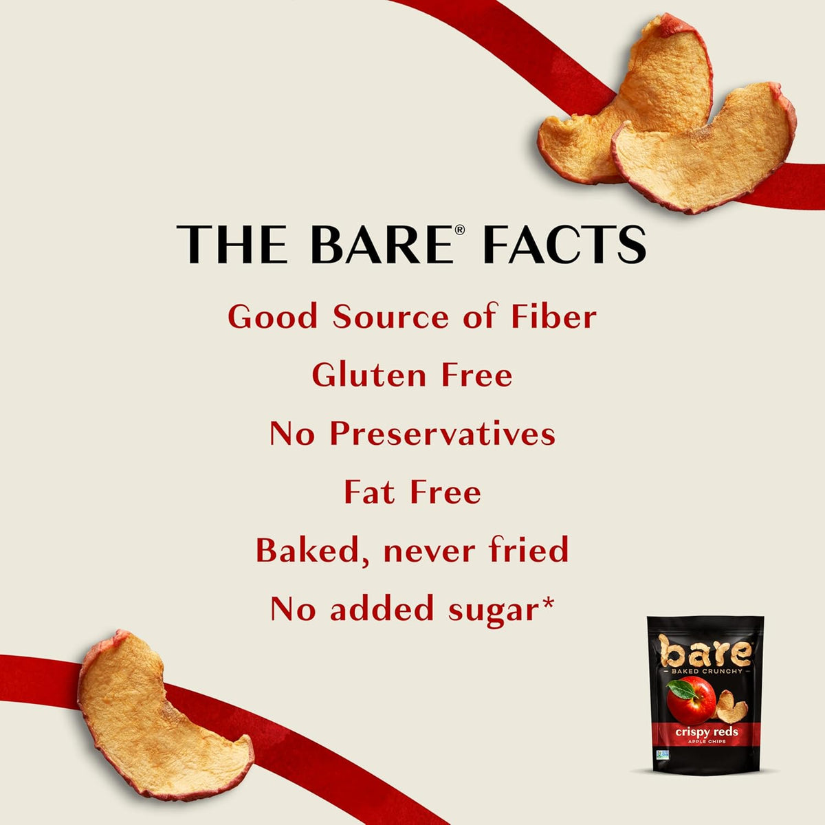 bare Baked Crunchy Apple Chips, Fujis & Reds, 3.4oz Bag