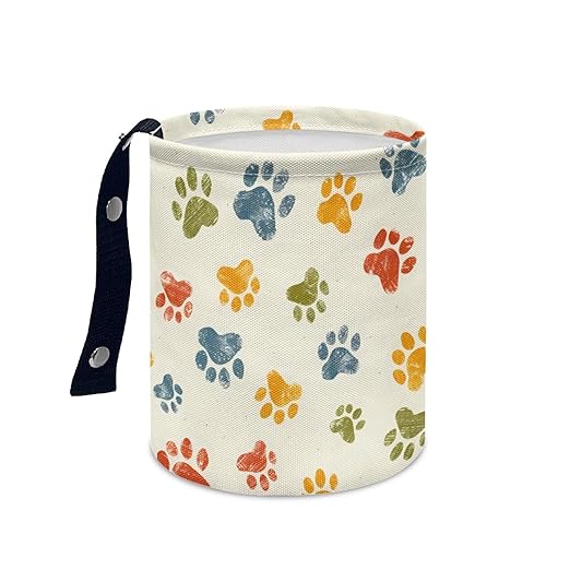 Dog Paw Car Rubbish Bin Portable Waste Basket Can Foldable Auto Waste Storasge Bag Holder with Adjustable Strap for Camping, Travelling, Picnic