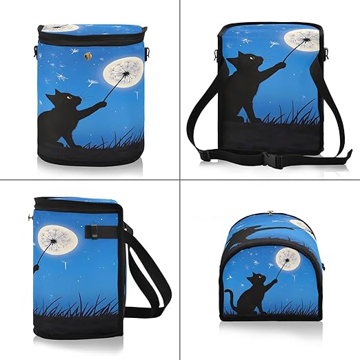 MNSRUU Car Trash Can with Lid, Black Cat Car Trash Bag Hanging Organizers and Storage for Front Back Seat, Leak-Proof Trash Bin