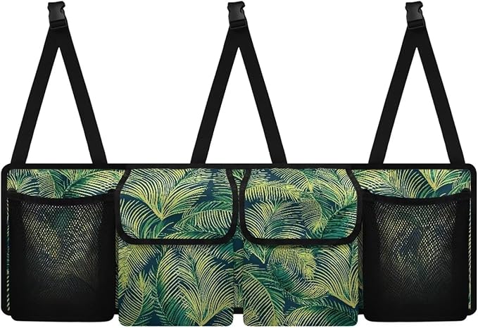 Trunk Organizer for SUV Car Storage Organizer, Oxford Cloth Easy to Install Space-Saving Car Backseat Organizers Tropical Leaf Car Trunk Organizers for Women, Frees Trunk Floor