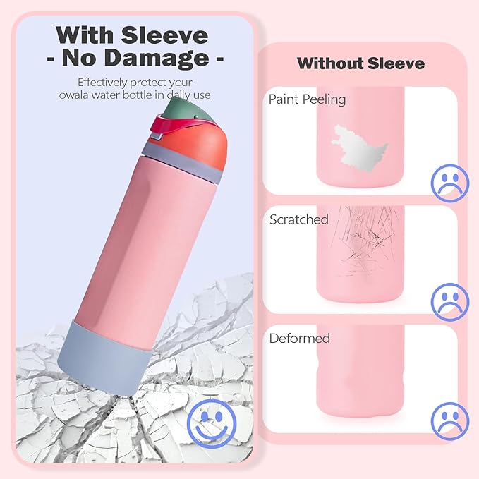 2PCS Silicone Boot for Owala 24oz FreeSip Water Bottle, Anti-Slip Scratch-Resistant Bottom Sleeve, Protective Sports Bottles Accessories, BPA-Free