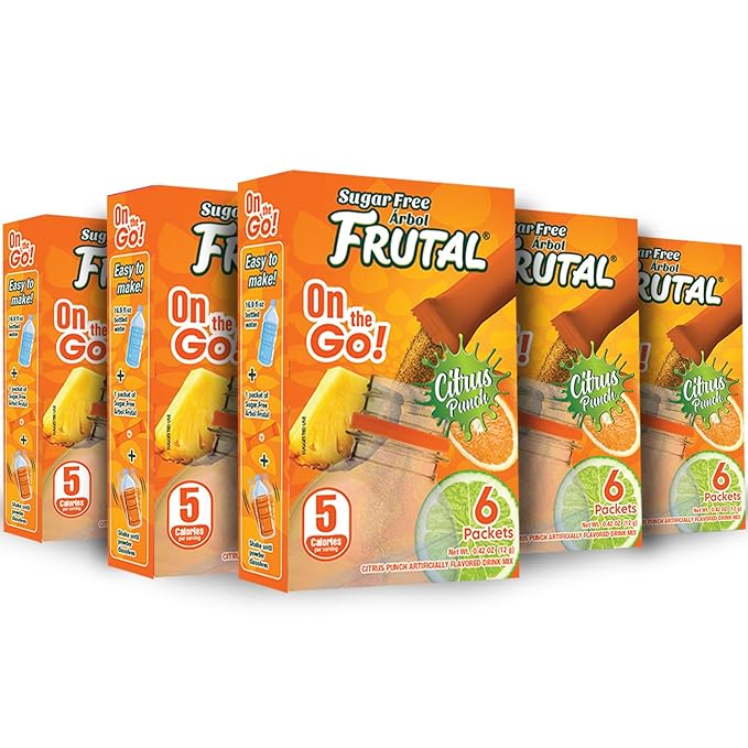 Frutal On-The-Go! | Powdered Drink Mix Citrus Punch Flavored - Sugar Free! – (30 Count of Stick Packs)