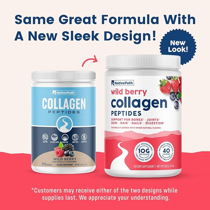 NativePath Wild Berry Collagen Peptides Powder - 10g Grass-Fed Type 1 & 3, 23 Servings - for Hair, Skin, Nails & Joints - Keto & Paleo, No Gluten, No Dairy (8.1 oz)