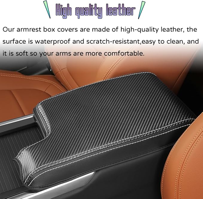 Custom Interior Accessories for F-PACE FPACE/XF 2017 2018 2019 2020 PU Leather Center Console Armrest Box Cover Armrest Cushion Central Armrest Protector Pad(RED)