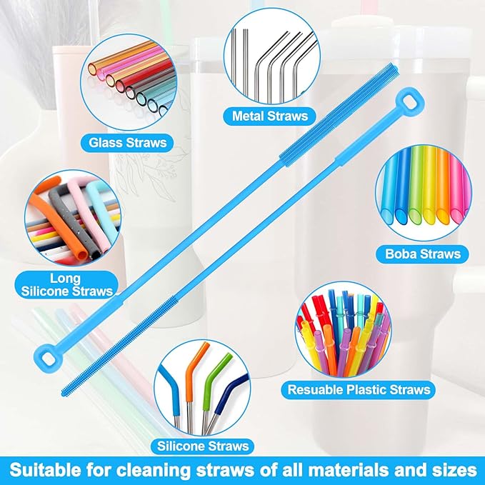 XANGNIER 4 PCS Water Bottle Cleaner Brush Set for Stanley Tumbler 40 oz/30 oz/20 oz Cup,Multifunctional Bottle Brush and Long Silicone Straw Cleaner Brush,Cleaning Kit for Owala/Yeti Cup Accessories