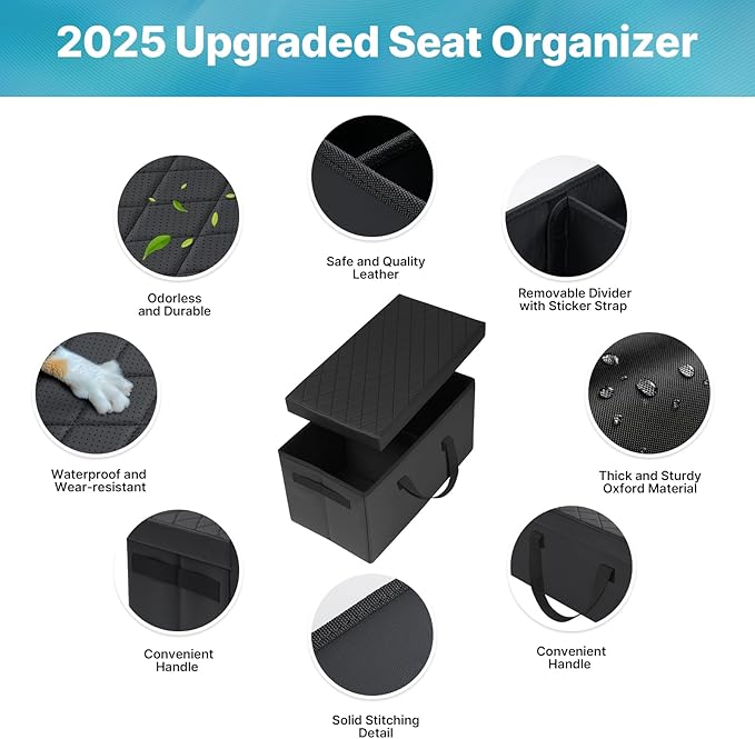 Mixsuper Liner Car Seat Organizer for Ford Explorer 2020-2025 2026, Console Organizer Backseat Toy Bin for Explorer, Seat Aisle Storage Box for 6-Passenger Kids Dogs ST XLT Accessories
