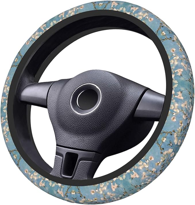 Almond Art Pattern Universal Fit Steering Wheel Cover for Car, Truck, and SUV, Durable Steering Wheel Protection