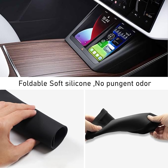 Yumzeco Compatible with 2021-2025 Tesla Model S Model X Wireless Charging Mat Silicone Mat,Center Console Charger Pad Fit for 2021 2022 2023 2024 2025 Tesla S X Accessories