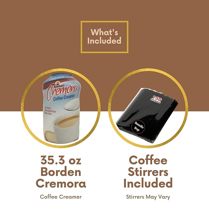 Bordens Original Cremora Coffee Creamer - Non Dairy Creamer Powder - Gluten Free - Cholesterol Free - 35.3 oz (Pack of 1) - Includes 200 Coffee Stirrers