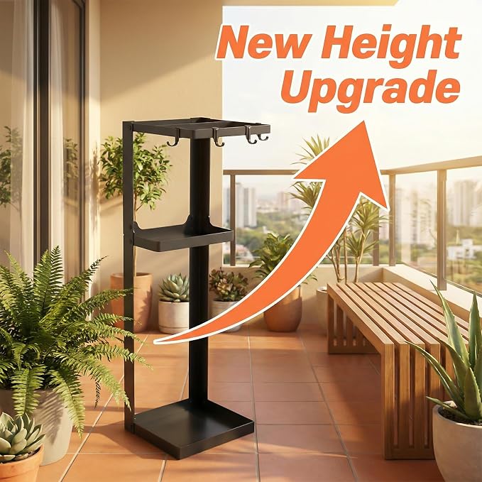 Umbrella Stand, Metal Umbrella Stand Indoor, 26 Inch Umbrella Holder for Entryway, Shelf for use with Small Umbrellas and Bottom Drip Tray for use with