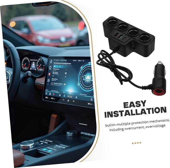 Mobestech Car Charger USB Pd Fast Charging Vehicle Power Splitter for Multiple Devices Compact Design for Travel Daily Use