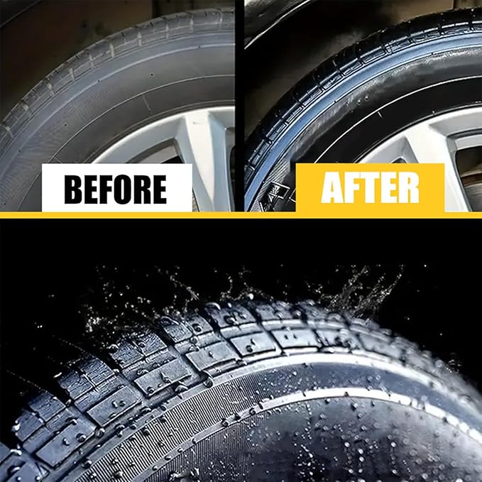 Tire Shine Paste - Black High Gloss Dressing, Tyre Coating Gel, Automotive Waxing Tool, Durable Vehicle Finish | Ideal for Car Motorcycle Truck Wheel Rim Cleaning Renovation Maintenance Refurbishing