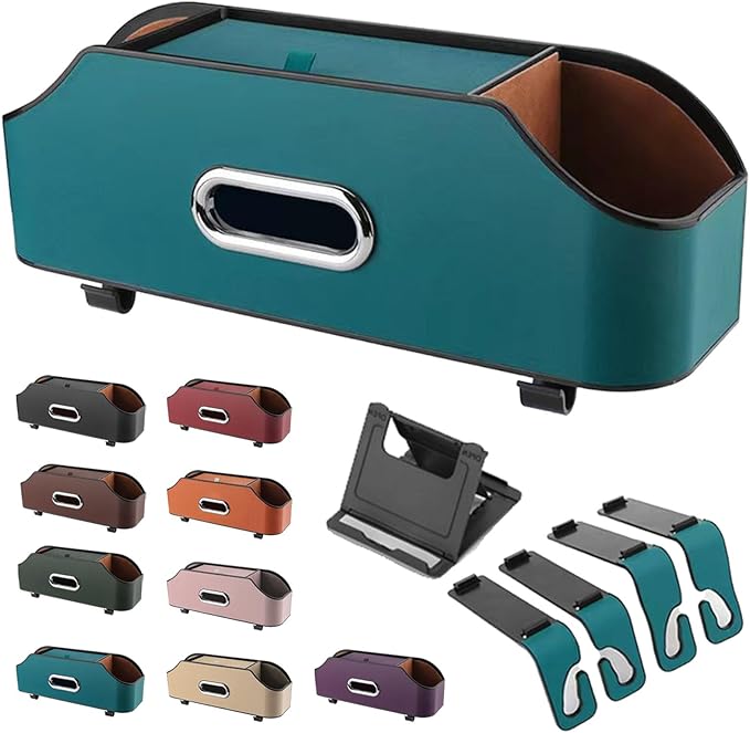 3-In-1 Car Backseat Organizer, 2026 New Multifunctional Car Seat Back Storage Box with Hooks and Phone Holder, Car Cup Holder Organizer for Hold Phone, Snacks, Drinks, Handbag (Blue)