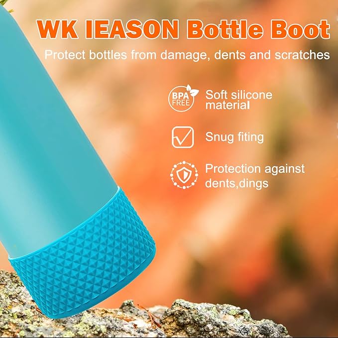 WK IEASON 2Pcs Silicone Boot for Owala Water Bottle, Protective Flask Bottom Cover Base for Owala FreeSip Twist and Flip Flask Water Bottle Accessories-2.83inch Bottom Diameter