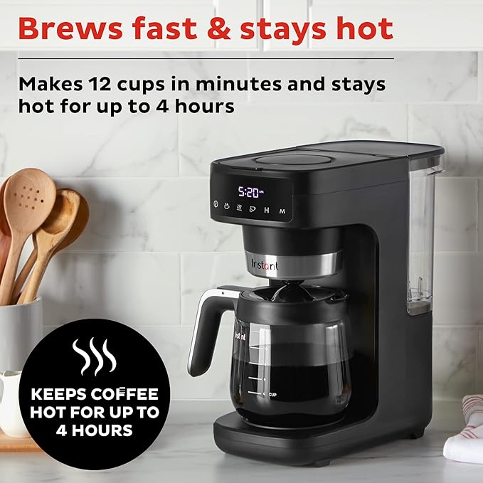 Instant Infusion Brew Plus 12 Cup Drip Coffee Maker, From The Makers of Instant Pot, with Adjustable Brew Strength, Removable Water Reservoir, and Warming Plate with 3 Temperature Settings, Black