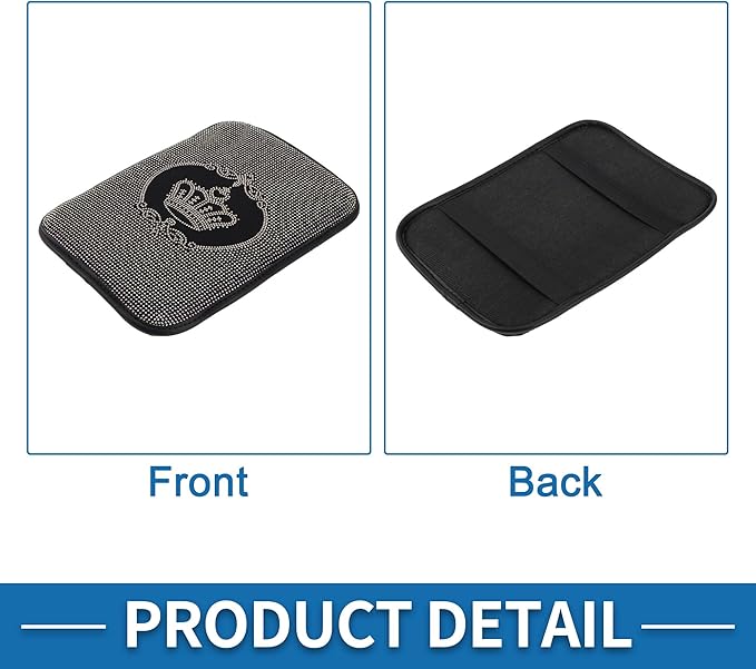 Car Armrest Cushion Pad Non-slip 12.20"x8.66" Suede Black Center Console Lid