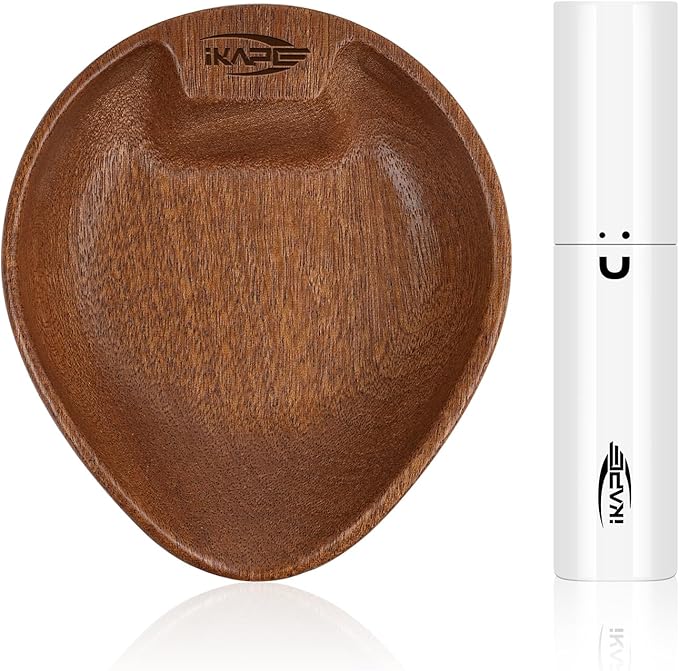 IKAPE Wooden Coffee Bean Dosing Cup and Spray Bottle Kit for Espresso, Coffee Bar Accessories for Reducing Coffee Power Static, Dosing Tray for Coffee or Tea, Sugar(White)