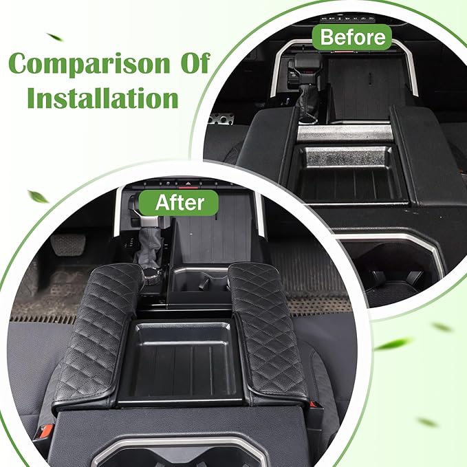 LLKUANG Center Console Armrest Box Cover Pad Compatible with Toyota Tundra 2022-2026 Sequoia 2023-2026 Car Waterproof Leather Seat Armrest Box Cushion Pad Protector (Black)