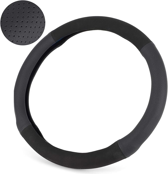 15in Stee Wheel Cover, Suicial Leather Stee Wheel or, Non Slip Comable Grip for Car Modification, Heat e Wheel Cover