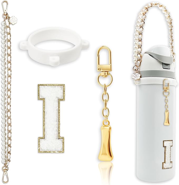 Letter Handle Strap Accessories with Cute Initial Charm Compatible with Owala Water Bottle 24oz 32oz 40oz Owala Kids
