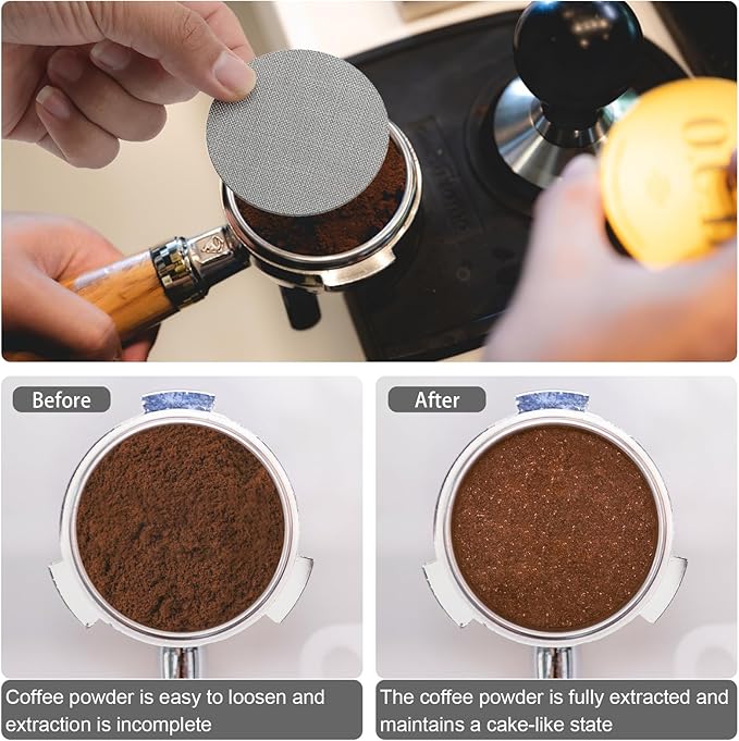 2pcs 53.5mm Espresso Screen Filter, 316 Stainless Steel Espresso Puck Screen 150μm Reusable Espresso Portafilter Puck Screen Sturdy Coffee Screen Filter Mesh for Espresso