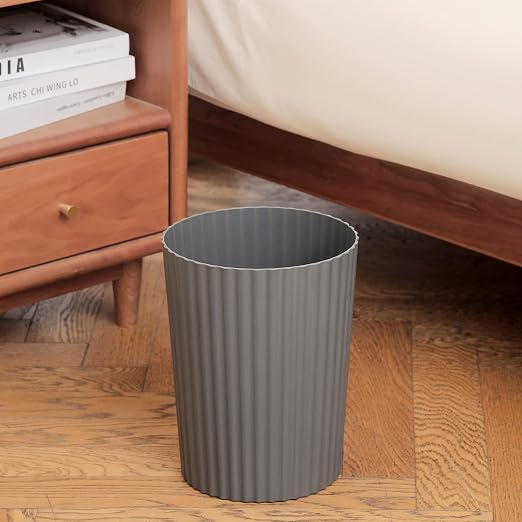 JiatuA Small Trash Can Plastic Wastebasket Round Garbage Container Bin for Bathroom, Kitchen, Bedroom, Home Office, College Dorm, Dark Grey 4 Pack