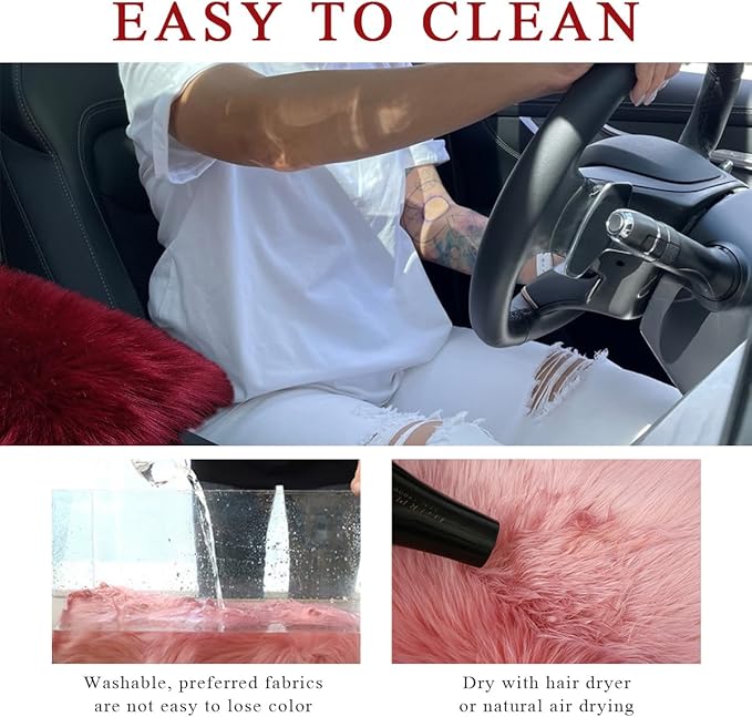 Car Center Console Cover Pad, Fluffy Middle Console Pad Armrest Seat Box Cover, Universal Furry Arm Rest Decoration Protector for Car Truck SUV, Interior Car Accessories (Wine Red)
