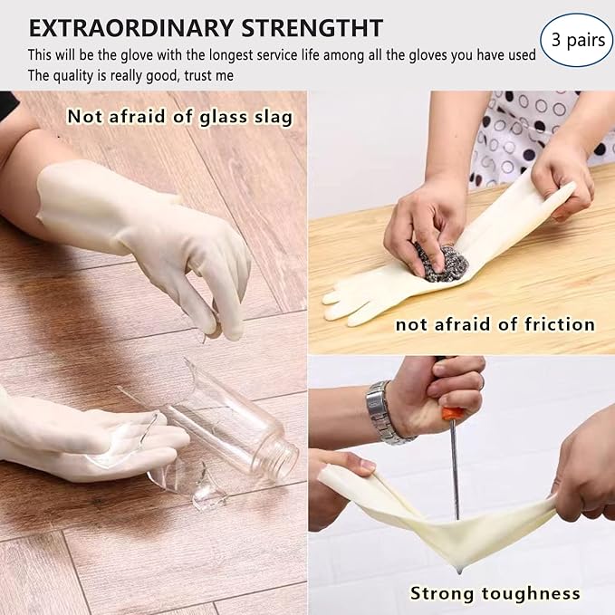 Cleaning Gloves,Dish Gloves,Gloves for Washing Dishes,Heavy-Duty, Durable, Non-Slip,Long Service Life,3 Pairs
