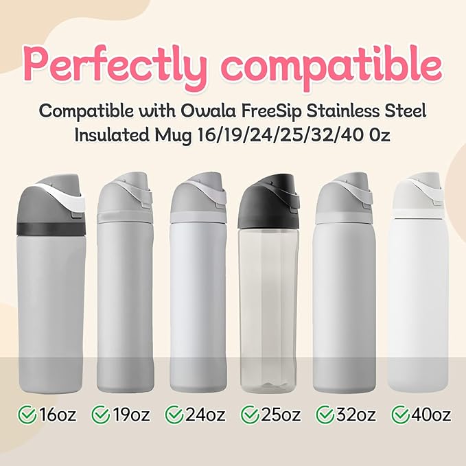 3pcs Replacement Rubber Stopper Seal Compatible with Owala FreeSip 24oz 32oz,Water Bottle Lid Cap Silicone Seal Parts for Owala 16/19/24/32/40oz Spout Gasket Mouthpiece Piece Accessories F2A1
