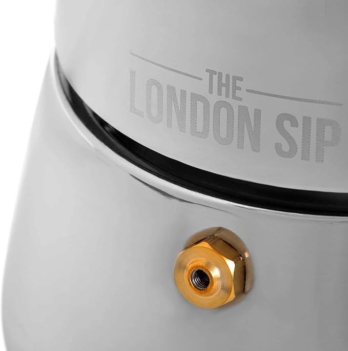 London Sip Stainless Steel Stovetop Espresso Maker Moka Pot Italian Coffee Percolator, Matte Black, 10 Cup