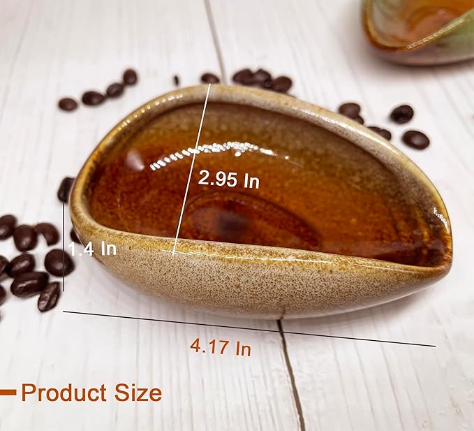 Coffee Bean Dosing Cup, Ceramic Dosing Dish for Coffee Beans, Coffee Been Dosing Tray, Coffee Bar Accessories and Coffee Enthusiast Gift(Brown)