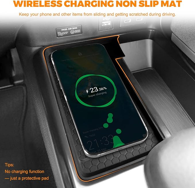 Center Console Wireless Charging Non Slip Mat For 2026 2025 Toyota Camry Accessories Anti-Slip Wireless Charger Protective Pad Phone Charge Area Charging Protection Heat Insulating Silicone Material