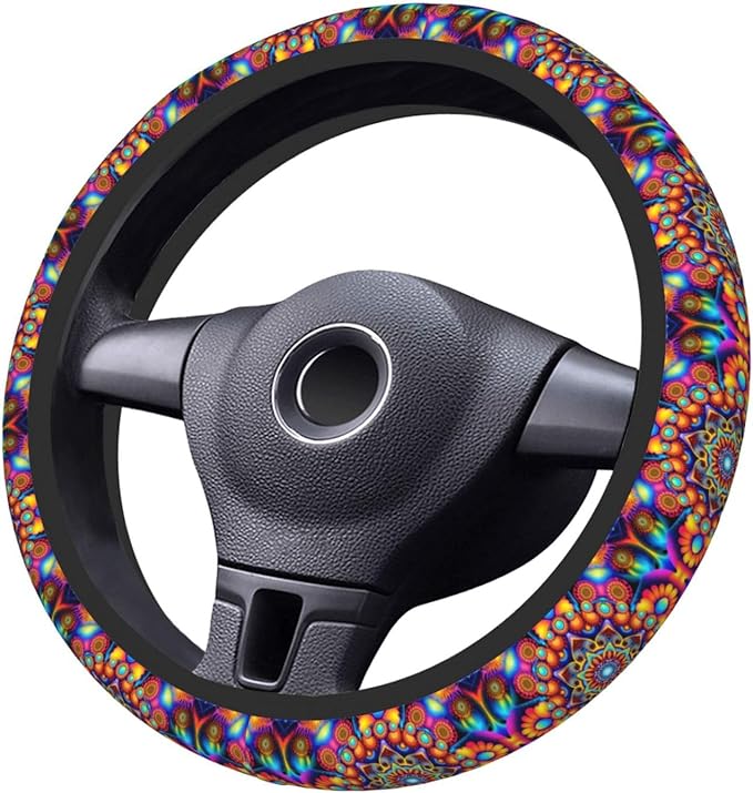 Psychedelic Pattern Universal Fit Steering Wheel Cover for Car, Truck, and SUV, Durable Steering Wheel Protection
