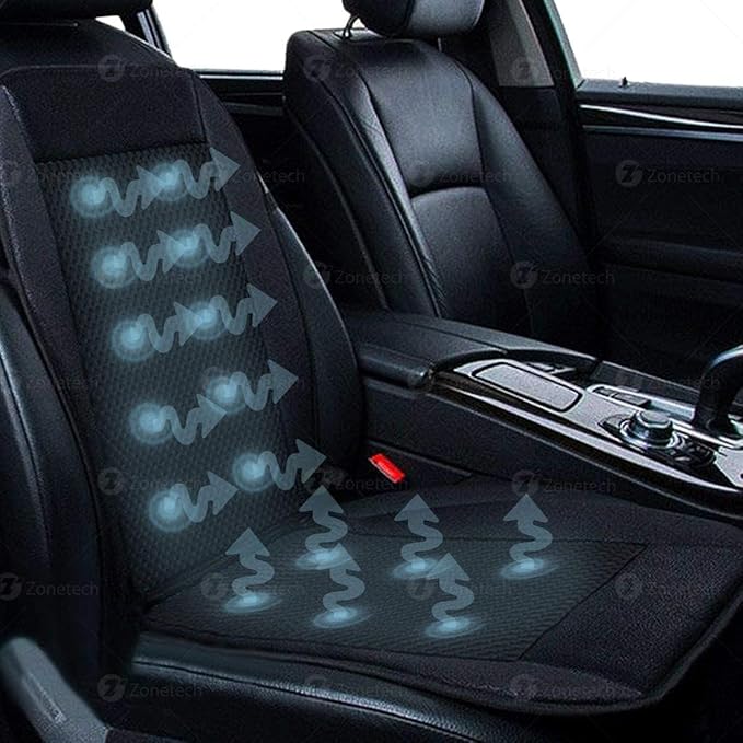 ZONETECH Black Cooling Car Seat Cushion 4-Pack 12V Automotive Adjustable Temperature Comfortable Cooling Car Seat Cover