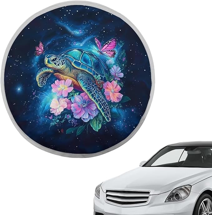 Turtle Reflective Steering Wheel Shield Blue UV Rays Sun Visor Protector for Summer Easy to Install Car Rudder Reflector Protector for SUV Vehicle Sedan Truck