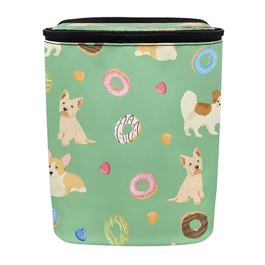 Pastel Green Puppy Donut Car Garbage Container, Adorable Illustrated Trash Bin for Car Interior