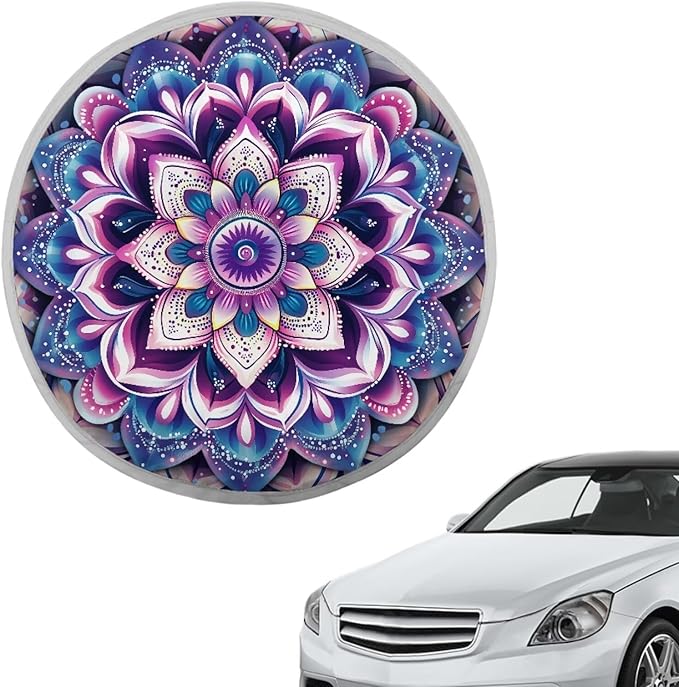 Mandala Steering Wheel Sunshade Purple Heat Resistant Steering Wheel Cover Sunblock Cover for SUV Vehicle Sedan Truck Summer Essential Gift for Holiday