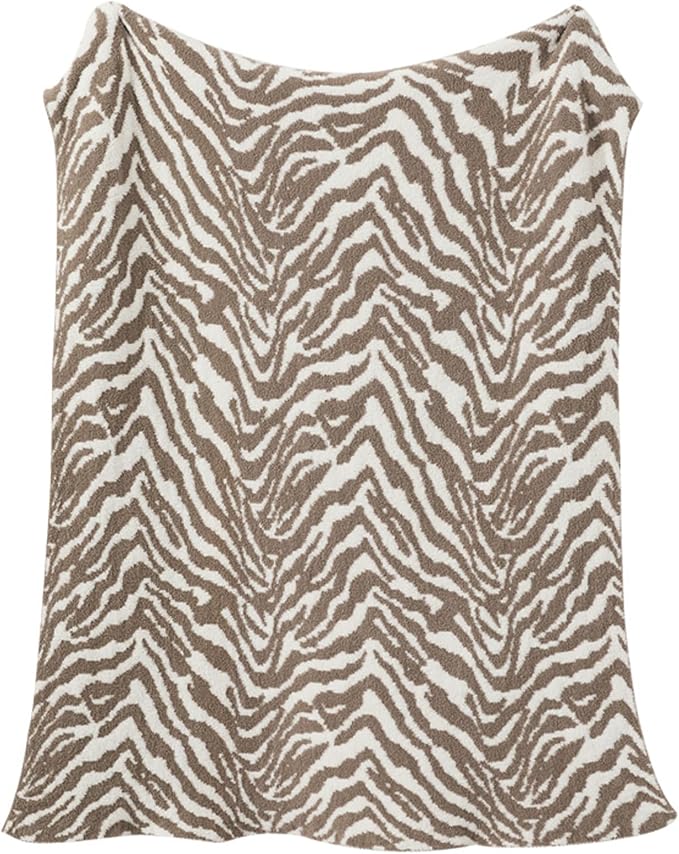 Zebra Throw Blanket 50x70 Beige Fuzzy Fleece Blankets for Couch Bed or Sofa, Soft Fluffy Cozy Thick Warm Blanket for Women, All Seasons