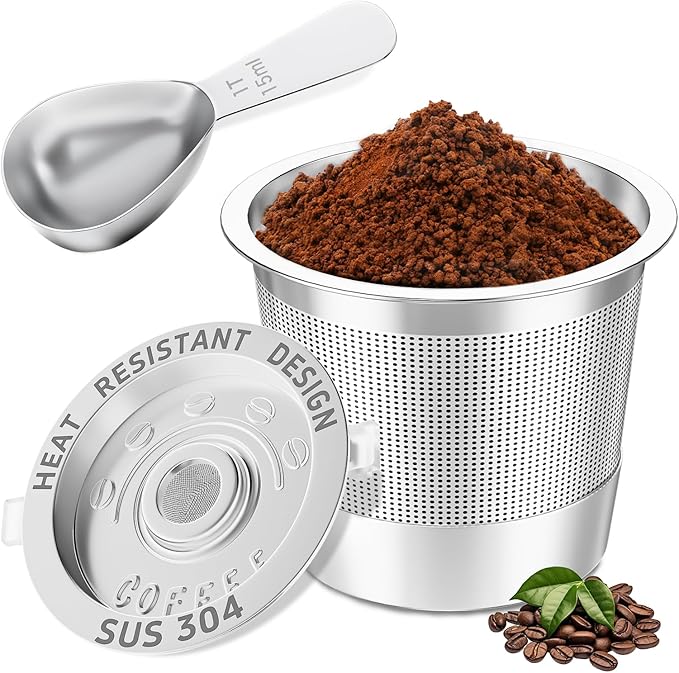 1 Pack Reusable K Cups Coffee Pods for Keurig 1.0: Stainless Steel Reusable Coffee Pods for Keurig Coffee Pods Reusable, BPA-Free, SUS 304‌, Scoop, Heat Resistant Handles