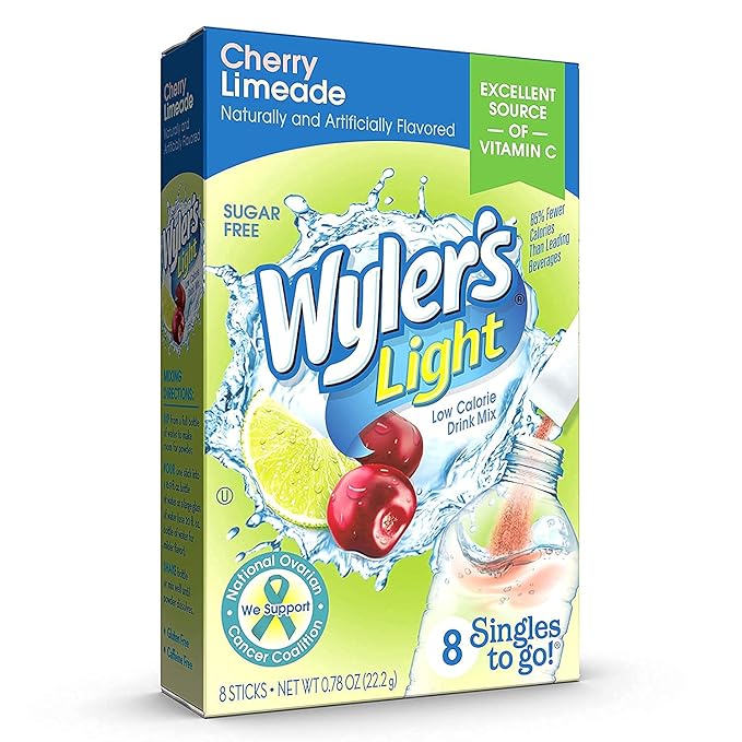 Wyler’s Light Singles To Go Drink Mix, Cherry Limeade, 8 Count (Pack of 3)