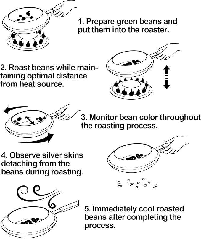Coffee Bean Roaster, Handy Coffee Roaster Machine for Home & Outdoor Coffee Beans Baking, Stainless Steel with Wooden Handle, Lightweight, Portable, Multipurpose, Manual Coffee Baking Tool