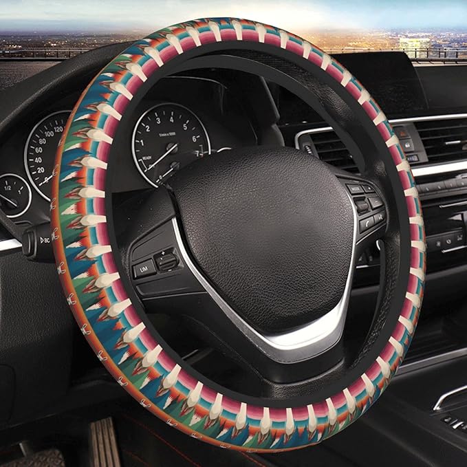 Llamas-Pattern Neoprene Steering Wheel Covers Women Men Car Accessories, Universal 15 Inch Fit Auto, Suvs, Truck