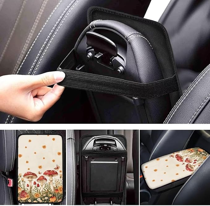 Cute Mushroom Arm Rest Cover Car Protector Car Armrest Cushion Vehicle Armrest Cover Accessories Protect from Pet Claws Auto Center Cover Universal Fit